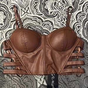 Fashion Nova Brown Corset Top- M